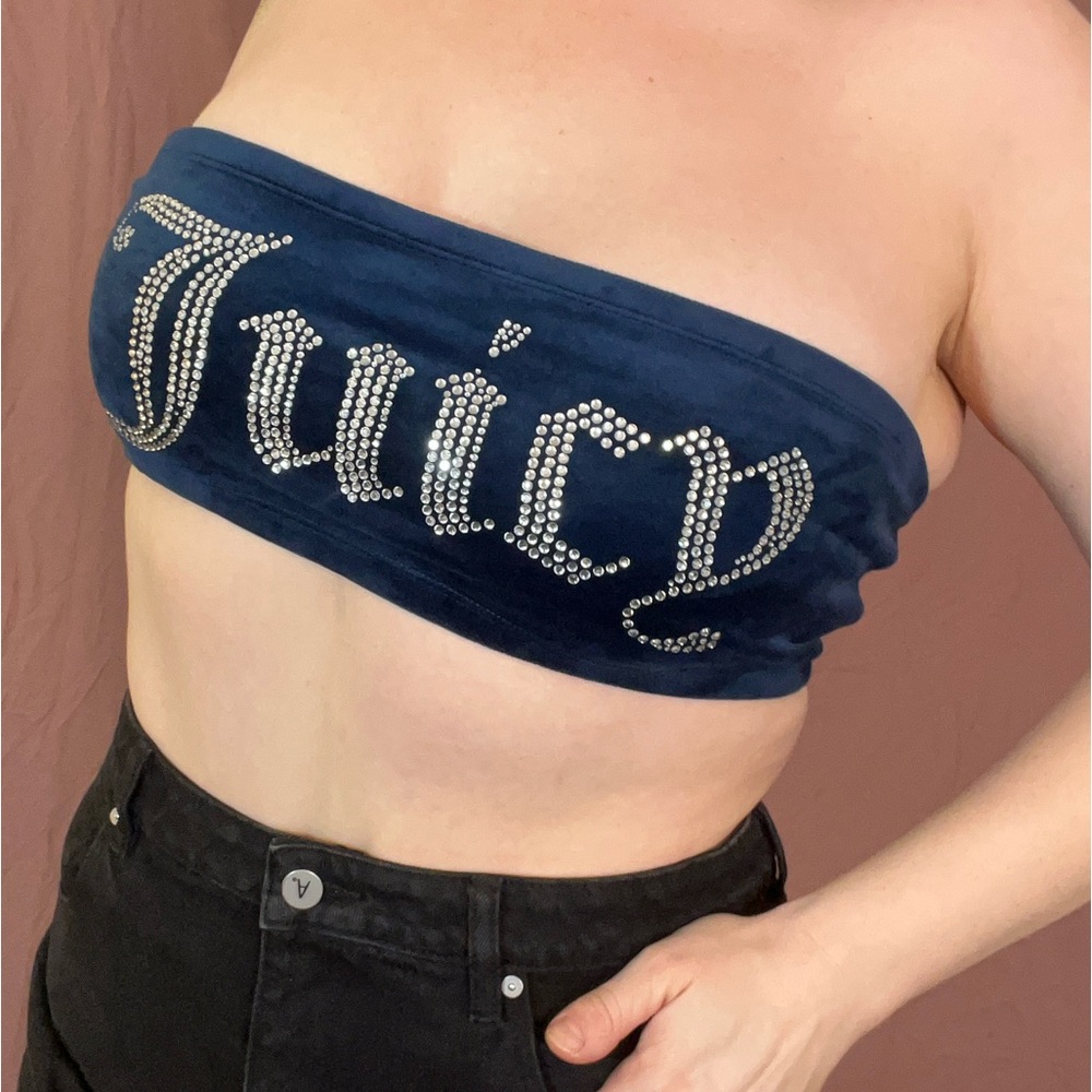 Juicy Couture Navy Strapless Crop Top